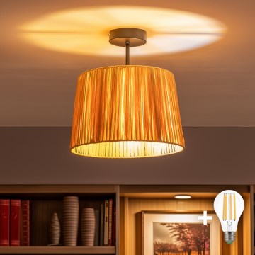 Brilagi - LED prislonjena stropna svjetiljka CERIA BOHO 1xE27/60W/230V promjer 30 cm crna/rafija