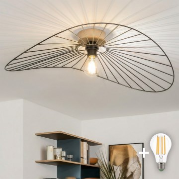 Brilagi - LED prislonjena stropna svjetiljka CERIA WIRE 1xE27/40W/230V 60x80 cm crna/hrast