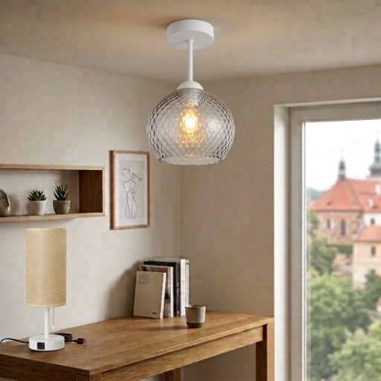 BRILAGI - LED plafonski luster RETRO GLASS 1xE27/60W/230V Ø 18 cm bijela/dimno siva
