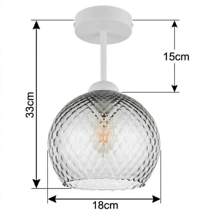 BRILAGI - LED plafonski luster RETRO GLASS 1xE27/60W/230V Ø 18 cm bijela/dimno siva