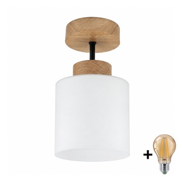 BRILAGI - LED prislonjena stropna svjetiljka RETRO GLASS 1xE27/60W/230V Ø 10 cm hrast/bijela