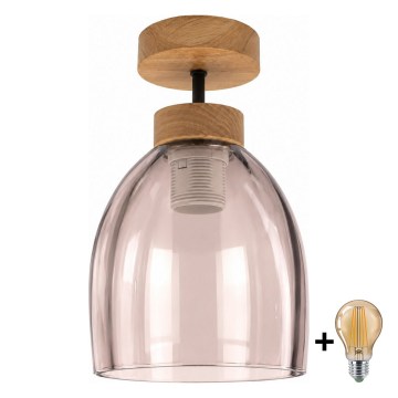 BRILAGI - LED Prislonjena stropna svjetiljka RETRO GLASS 1xE27/60W/230V Ø 17 cm hrast/dimno bež