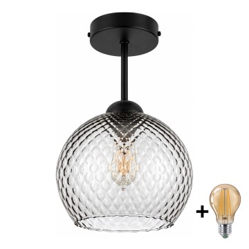 BRILAGI - LED prislonjena stropna svjetiljka RETRO GLASS 1xE27/60W/230V Ø 25 cm crna/zadimljena siva