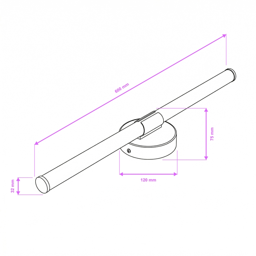 Brilagi - LED osvjetljenje za kupaonsko ogledalo LARA LED/10W/230V 60 cm IP44 crna