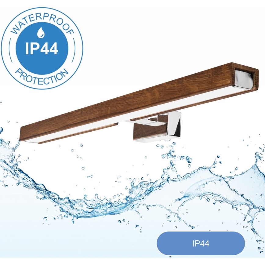 Brilagi - LED Rasvjeta za ogledalo u kupaonici WOODY MIRROR LED/12W/230V 60 cm IP44 hrast trešnja/sjajni krom