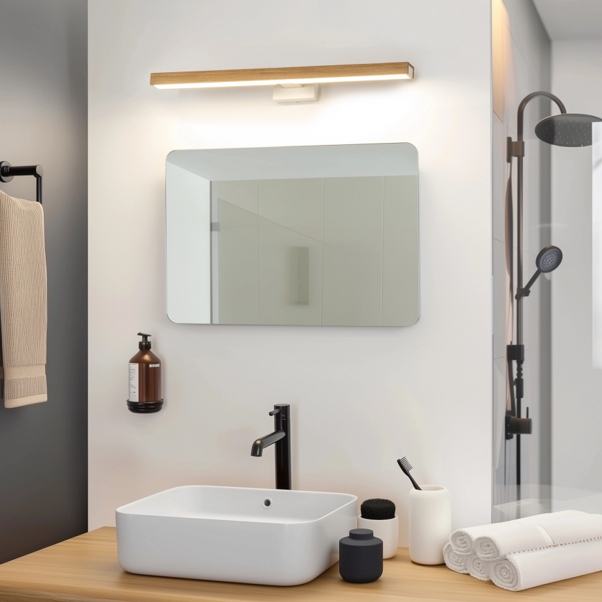 Brilagi - LED Rasvjeta za ogledalo u kupaonici WOODY MIRROR LED/12W/230V 60 cm IP44 hrast/bijela