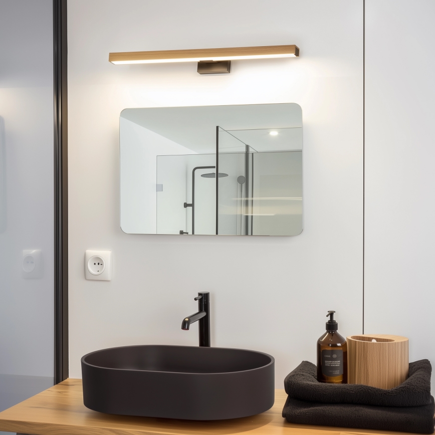 Brilagi - LED Rasvjeta za ogledalo u kupaonici WOODY MIRROR LED/12W/230V 60 cm IP44 hrast/crna