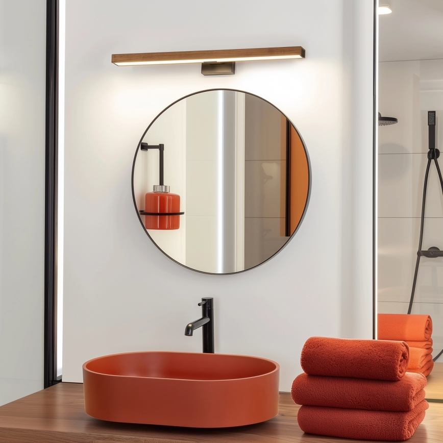 Brilagi - LED Rasvjeta za ogledalo u kupaonici WOODY MIRROR LED/12W/230V 60 cm IP44 hrast trešnja/crna