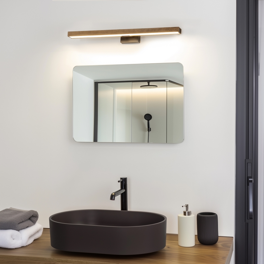 Brilagi - LED Rasvjeta za ogledalo u kupaonici WOODY MIRROR LED/12W/230V 60 cm IP44 hrast orah/crna