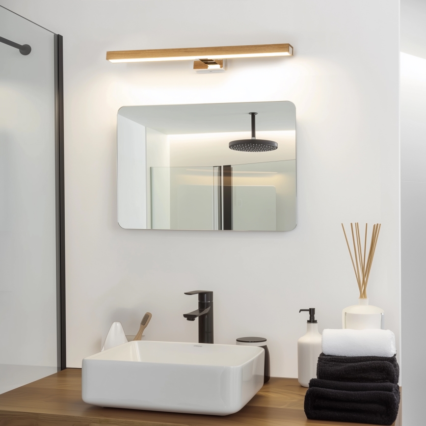 Brilagi - LED Rasvjeta za ogledalo u kupaonici WOODY MIRROR LED/12W/230V 60 cm IP44 hrast/sjajni krom