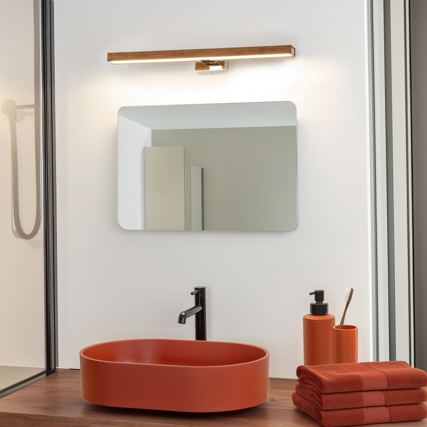 Brilagi - LED Rasvjeta za ogledalo u kupaonici WOODY MIRROR LED/12W/230V 60 cm IP44 hrast trešnja/sjajni krom