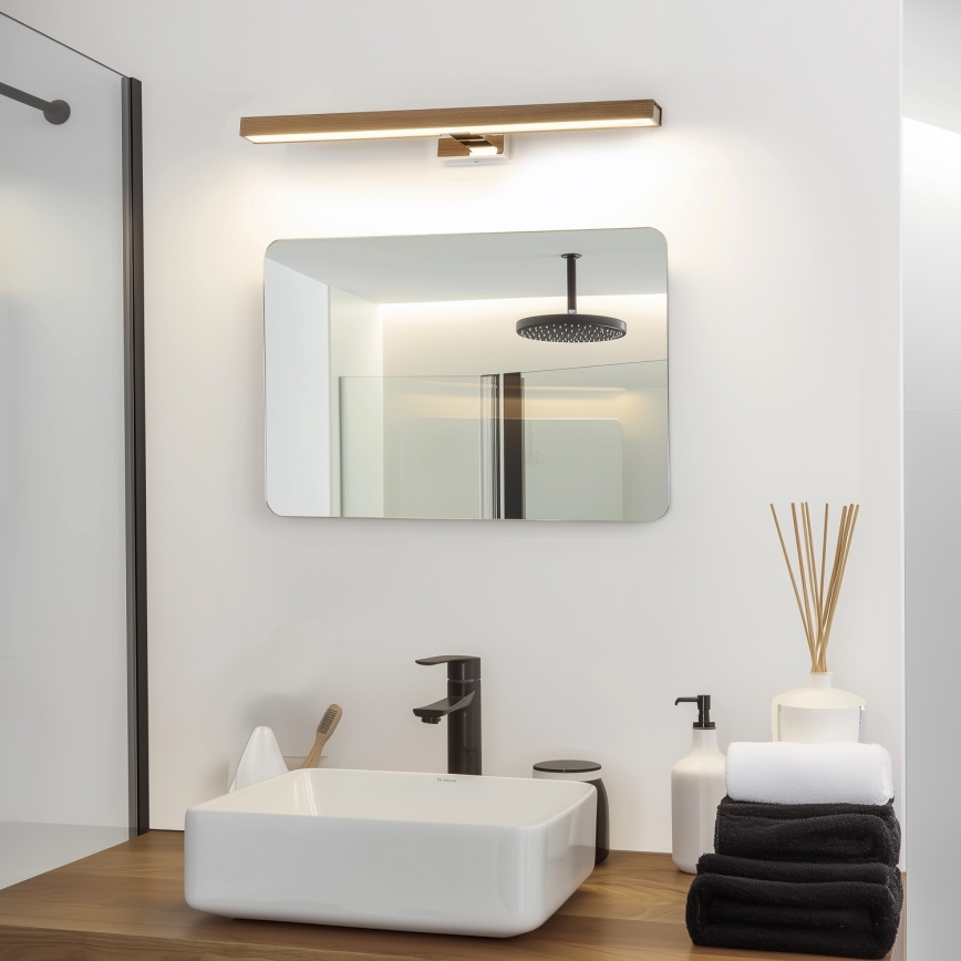 Brilagi - LED Rasvjeta za ogledalo u kupaonici WOODY MIRROR LED/12W/230V 60 cm IP44 hrast orah/sjajni krom