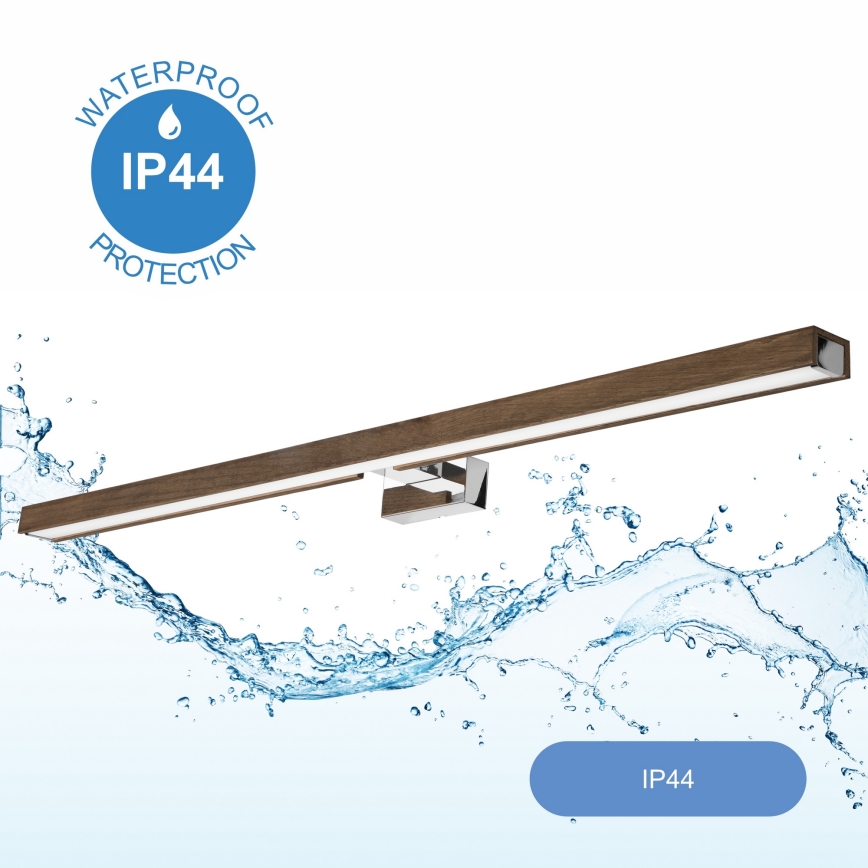 Brilagi - LED Rasvjeta za ogledalo u kupaonici WOODY MIRROR LED/15W/230V 90 cm IP44 hrast orah/sjajni krom