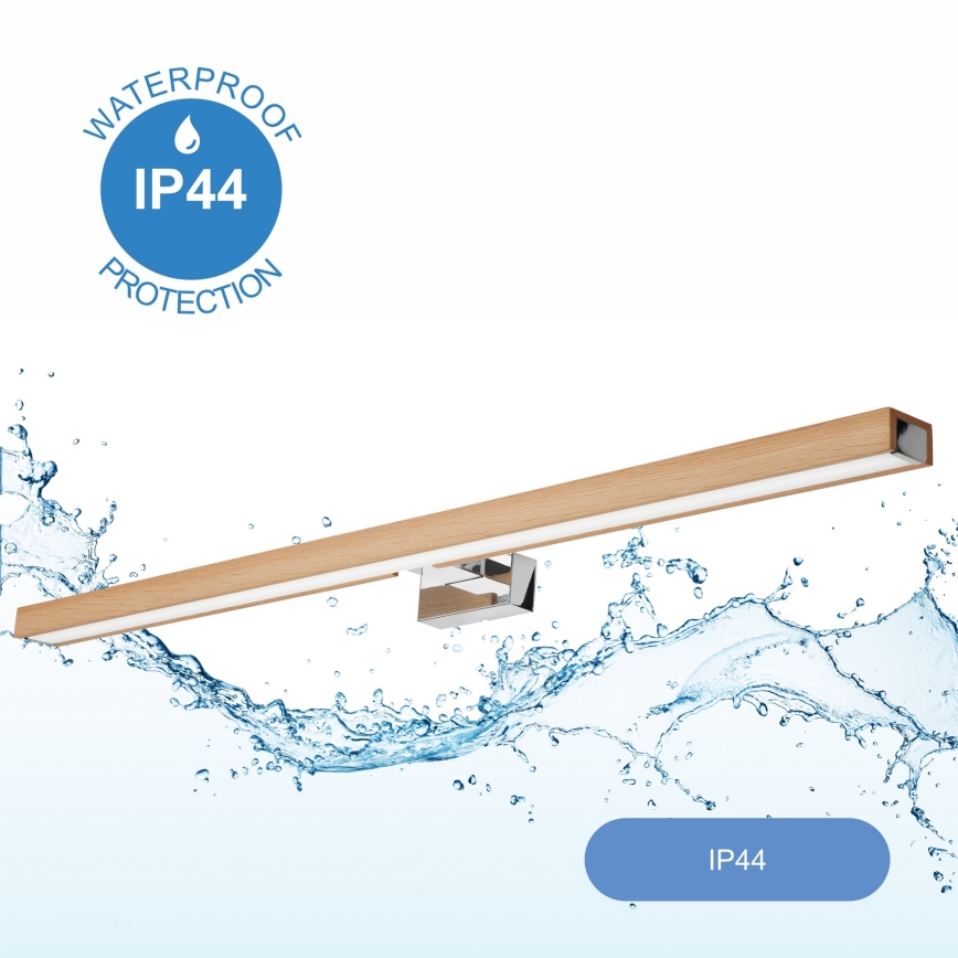 Brilagi - LED Rasvjeta za ogledalo u kupaonici WOODY MIRROR LED/15W/230V 90 cm IP44 hrast/sjajni krom