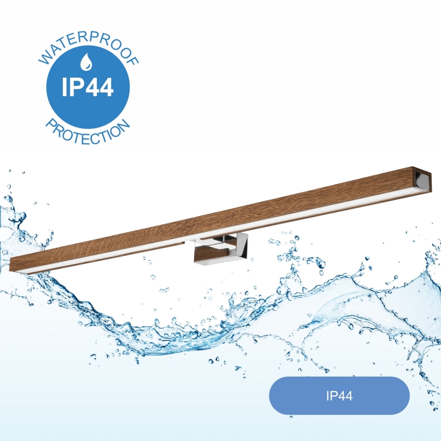 Brilagi - LED Rasvjeta za ogledalo u kupaonici WOODY MIRROR LED/15W/230V 90 cm IP44 hrast trešnja/sjajni krom