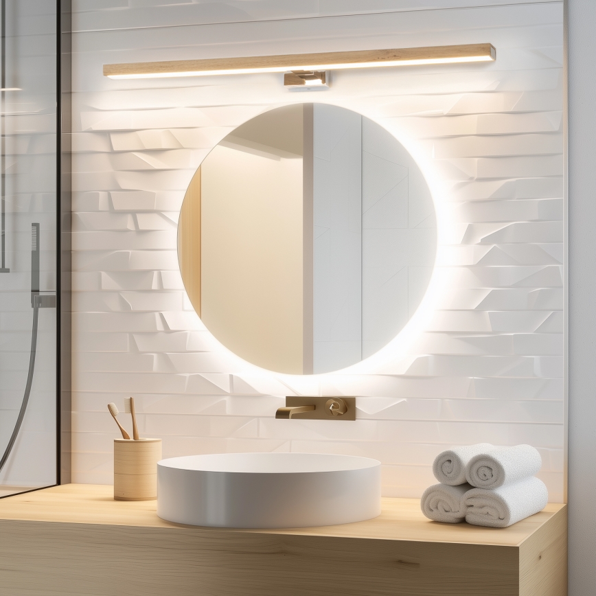 Brilagi - LED Rasvjeta za ogledalo u kupaonici WOODY MIRROR LED/15W/230V 90 cm IP44 hrast/bijela