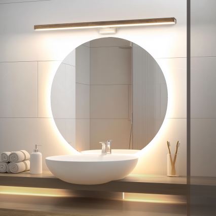 Brilagi - LED Rasvjeta za ogledalo u kupaonici WOODY MIRROR LED/15W/230V 90 cm IP44 hrast orah/bijela