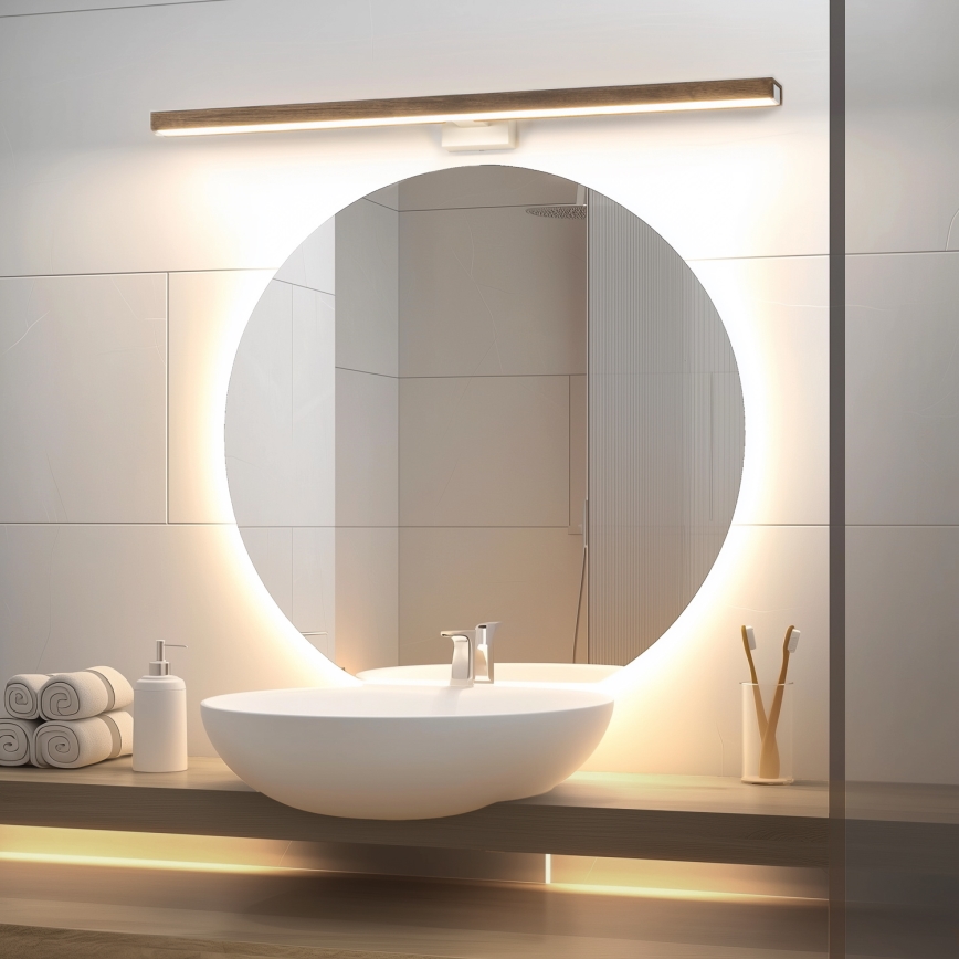 Brilagi - LED Rasvjeta za ogledalo u kupaonici WOODY MIRROR LED/15W/230V 90 cm IP44 hrast orah/bijela
