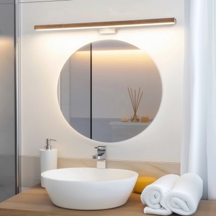 Brilagi - LED Rasvjeta za ogledalo u kupaonici WOODY MIRROR LED/15W/230V 90 cm IP44 hrast trešnja/bijela
