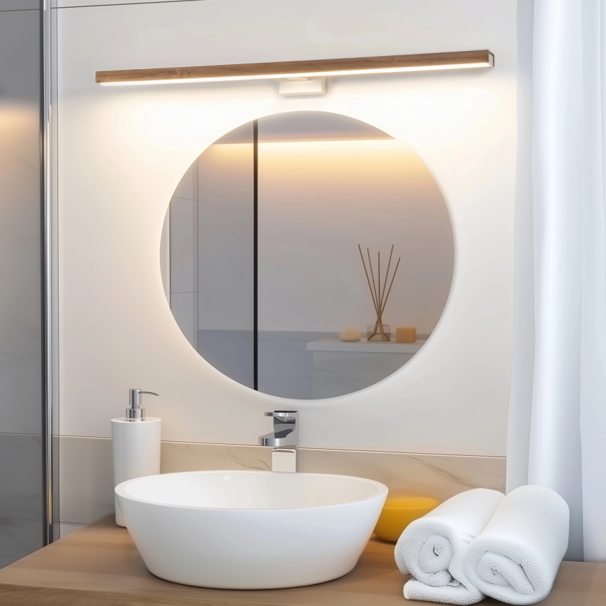 Brilagi - LED Rasvjeta za ogledalo u kupaonici WOODY MIRROR LED/15W/230V 90 cm IP44 hrast trešnja/bijela