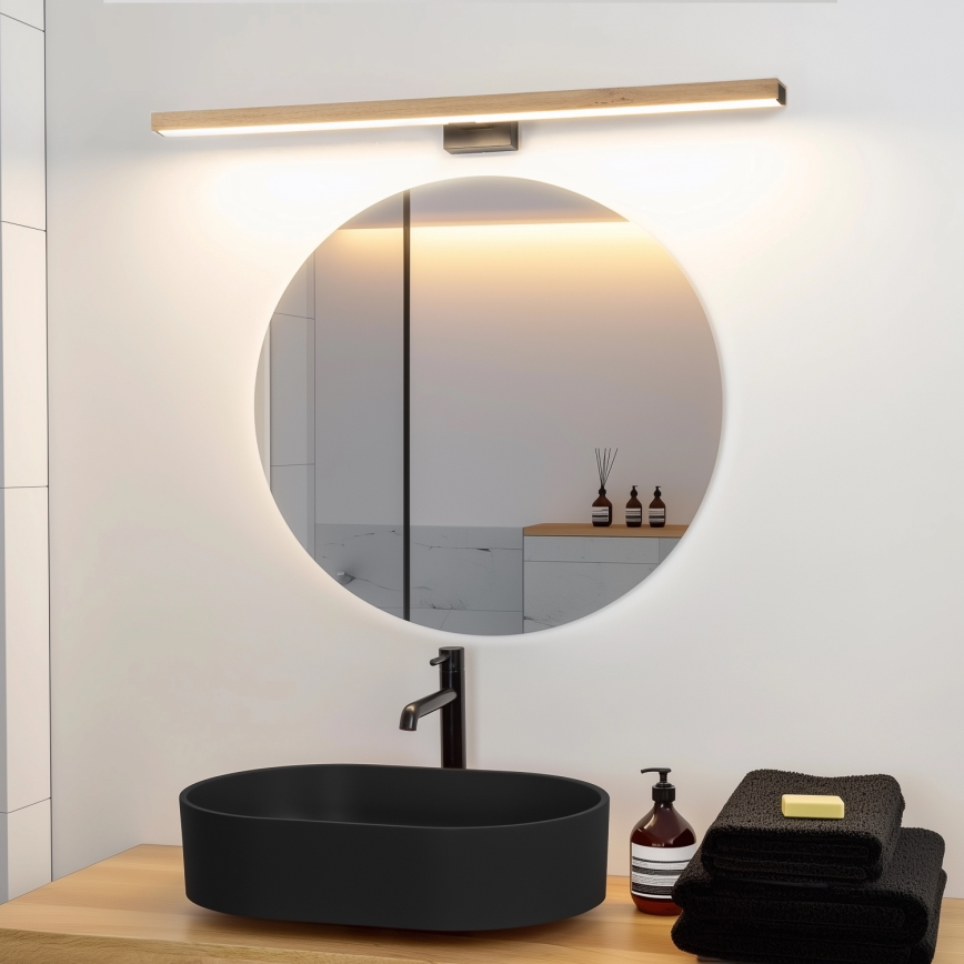 Brilagi - LED Rasvjeta za ogledalo u kupaonici WOODY MIRROR LED/15W/230V 90 cm IP44 hrast/crna