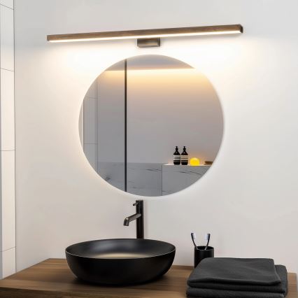 Brilagi - LED Rasvjeta za ogledalo u kupaonici WOODY MIRROR LED/15W/230V 90 cm IP44 hrast orah/crna