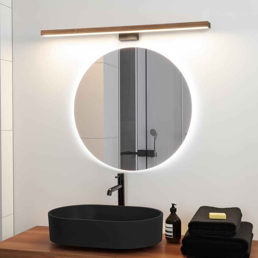Brilagi - LED Rasvjeta za ogledalo u kupaonici WOODY MIRROR LED/15W/230V 90 cm IP44 hrast trešnja/crna