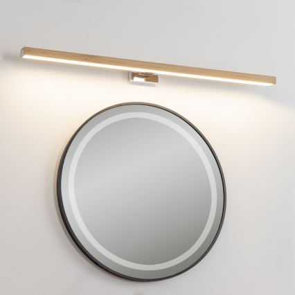 Brilagi - LED Rasvjeta za ogledalo u kupaonici WOODY MIRROR LED/15W/230V 90 cm IP44 hrast/sjajni krom