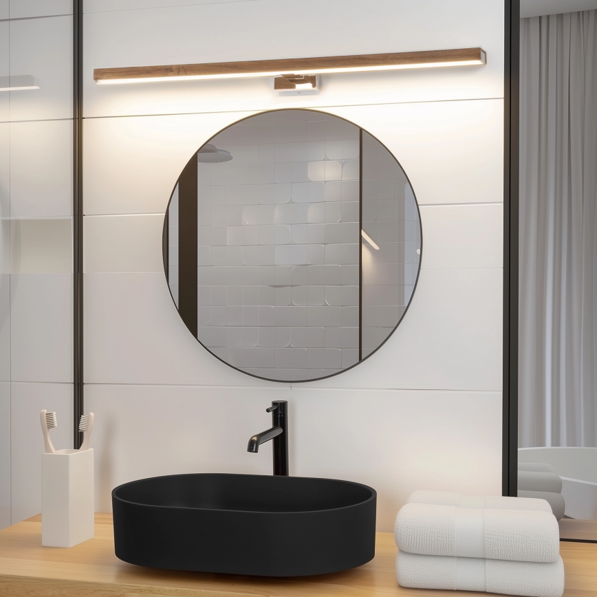 Brilagi - LED Rasvjeta za ogledalo u kupaonici WOODY MIRROR LED/15W/230V 90 cm IP44 hrast orah/sjajni krom