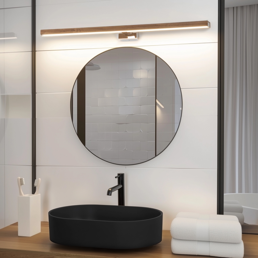 Brilagi - LED Rasvjeta za ogledalo u kupaonici WOODY MIRROR LED/15W/230V 90 cm IP44 hrast trešnja/sjajni krom