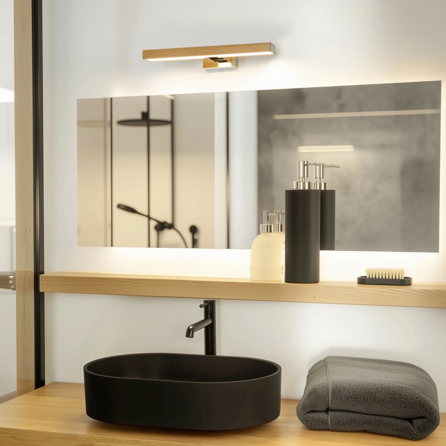 Brilagi - LED Rasvjeta za ogledalo u kupaonici WOODY MIRROR LED/8W/230V 40 cm IP44 hrast/sjajni krom