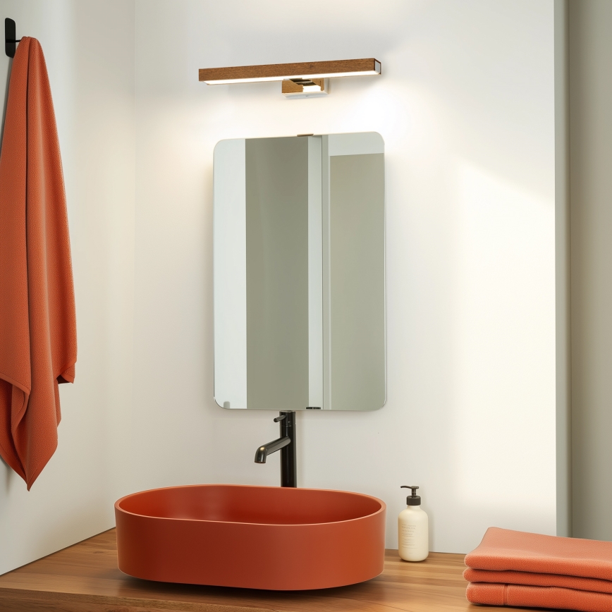 Brilagi - LED Rasvjeta za ogledalo u kupaonici WOODY MIRROR LED/8W/230V 40 cm IP44 hrast trešnja/sjajni krom