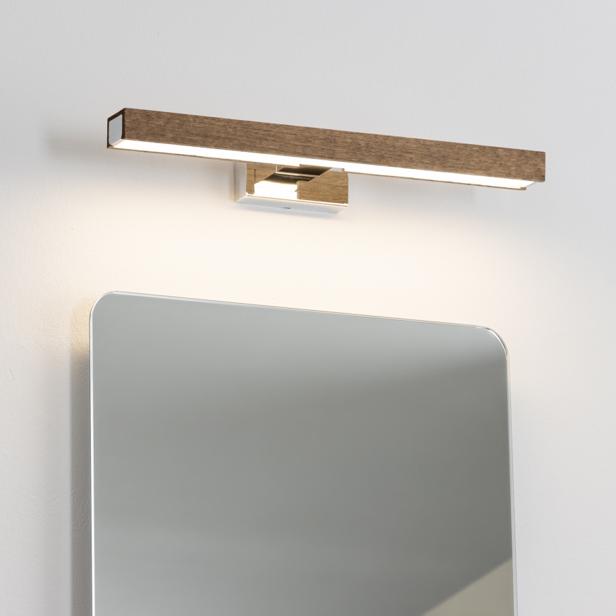 Brilagi - LED Rasvjeta za ogledalo u kupaonici WOODY MIRROR LED/8W/230V 40 cm IP44 hrast orah/sjajni krom