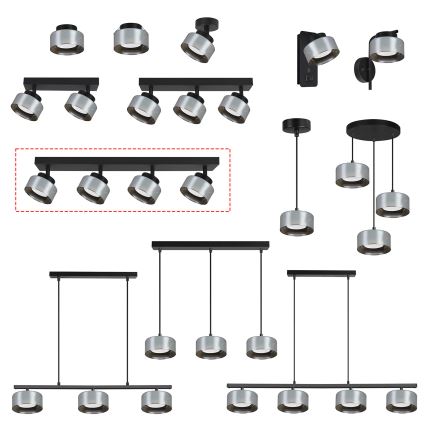 Brilagi - LED Reflektor AURA LUX 4xGX53/30W/230V crna/zadimljeno