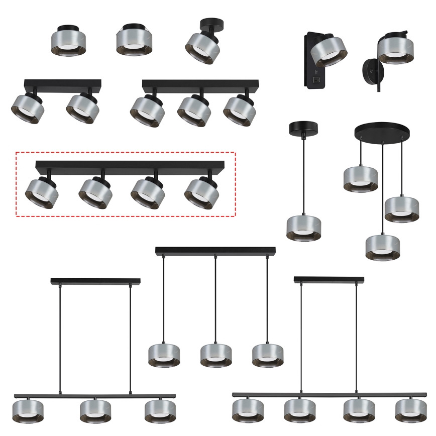 Brilagi - LED Reflektor AURA LUX 4xGX53/30W/230V crna/zadimljeno