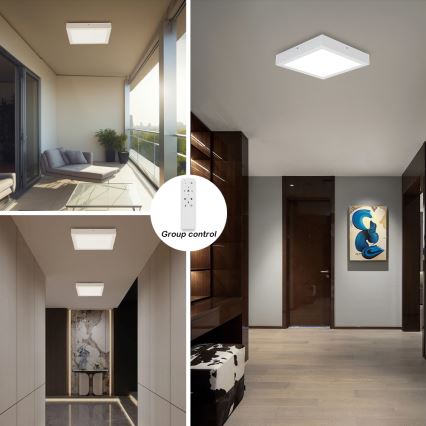 Brilagi - Regulirajuća stropna lampu za kupaonicu FRAME SMART LED/24W/230V 30x30 cm 3000-6000K IP44 bijela + daljinski upravljač