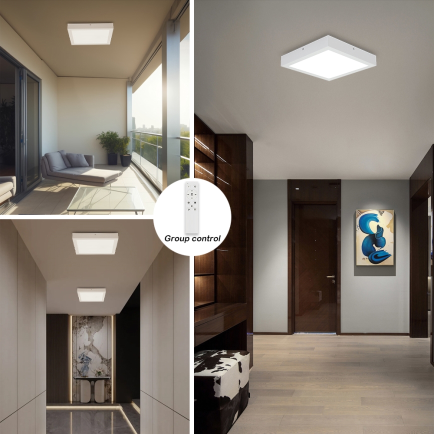 Brilagi - Regulirajuća stropna lampu za kupaonicu FRAME SMART LED/24W/230V 30x30 cm 3000-6000K IP44 bijela + daljinski upravljač