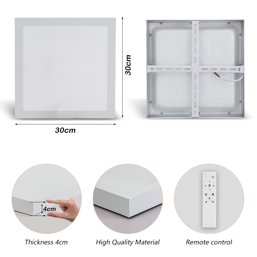 Brilagi - Regulirajuća stropna lampu za kupaonicu FRAME SMART LED/24W/230V 30x30 cm 3000-6000K IP44 bijela + daljinski upravljač