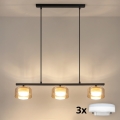 Brilagi - LED RGB+CCT luster na užetu s mogućnošću prigušivanja AURA LUX 3xGX53/14W/230V 2700-6500K Wi-Fi Tuya crna/zlatna