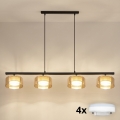 Brilagi - LED RGB+CCT luster s mogućnošću prigušenja na sajli AURA LUX 4xGX53/14W/230V 2700-6500K Wi-Fi Tuya crna/zlatna