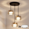 Brilagi - LED RGB+CCT luster s mogućnošću prigušivanja na užetu AURA LUX 3xGX53/14W/230V 2700-6500K Wi-Fi Tuya crna/zlatna