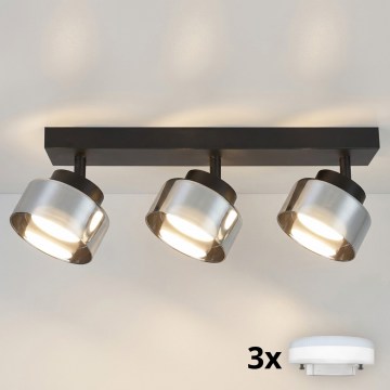 Brilagi - LED RGB+CCT prigušiva točkasta svjetiljka AURA LUX 3xGX53/14W/230V 2700-6500K Wi-Fi Tuya crna/zadimljena