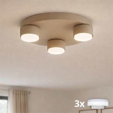 Brilagi - LED RGB+CCT prigušivačka stropna svjetiljka MONO 3xGX53/14W/230V 2700-6500K Wi-Fi Tuya, promjer 30 cm, bež