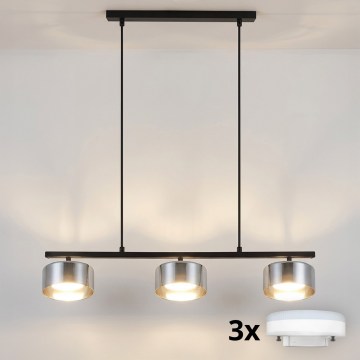 Brilagi - LED RGB+CCT prigušivi luster na sajli AURA LUX 3xGX53/14W/230V 2700-6500K Wi-Fi Tuya crna/dimljena
