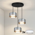 Brilagi - LED RGB+CCT Prigušivi luster na sajli AURA LUX 3xGX53/14W/230V 2700-6500K Wi-Fi Tuya crna/zadimljena