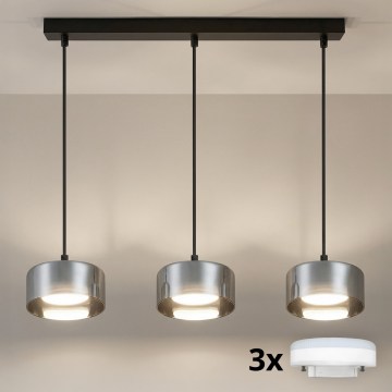 Brilagi - LED RGB+CCT prigušivi viseći luster na sajli AURA LUX 3xGX53/14W/230V 2700-6500K Wi-Fi Tuya crna/zadimljena
