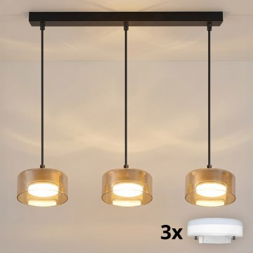Brilagi - LED RGB+CCT Prigušivi viseći luster na sajli AURA LUX 3xGX53/14W/230V 2700-6500K Wi-Fi Tuya crna/zlatna