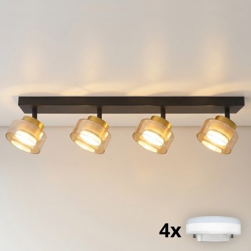Brilagi - LED RGB+CCT s možností prigušivanja ugradno spot svjetlo AURA LUX 4xGX53/14W/230V 2700-6500K Wi-Fi Tuya crno/zlatno