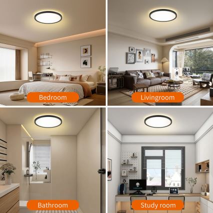 Brilagi - LED RGBW Dimmabilno stropno svjetlo ULTRA SLIM LED/18W/230V 2700-6500K promjer 30 cm crna + daljinski upravljač