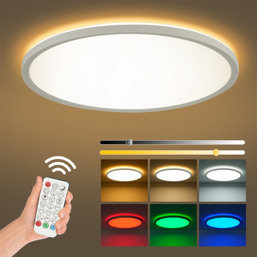 Brilagi - LED RGBW Dimmabilno stropno svjetlo ULTRA SLIM LED/18W/230V 2700-6500K promjer 30 cm bijela + daljinski upravljač